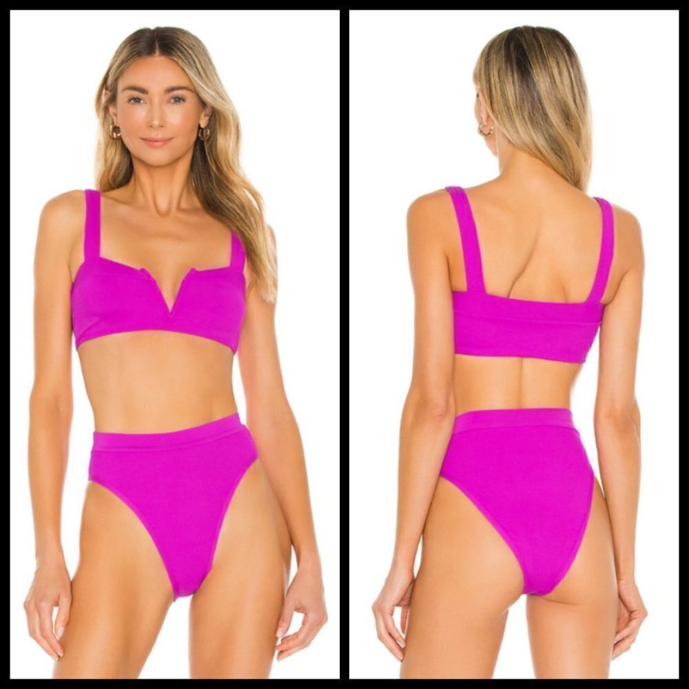 💕L*SPACE💕 Ribbed Lee Lee Bikini Top ~ Pitaya D NWT